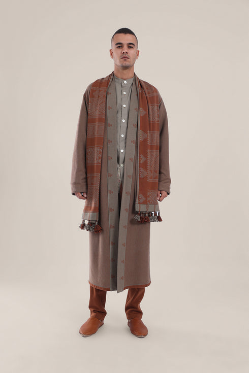 Long reversible jacquard coat