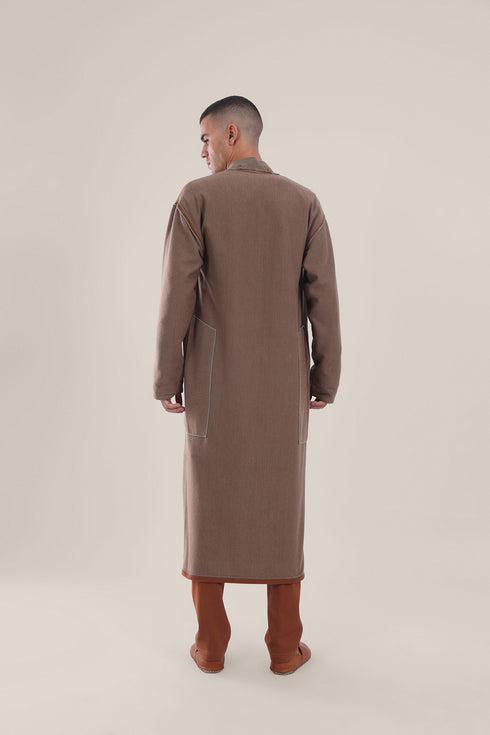 Long reversible jacquard coat