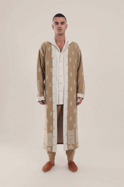 Long reversible jacquard coat