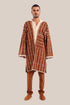 Long cotton blend jacquard patterned jacket