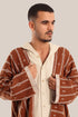Long cotton blend jacquard patterned jacket