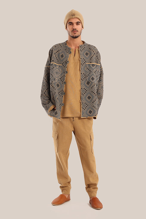 Printed quilted cotton short jacket