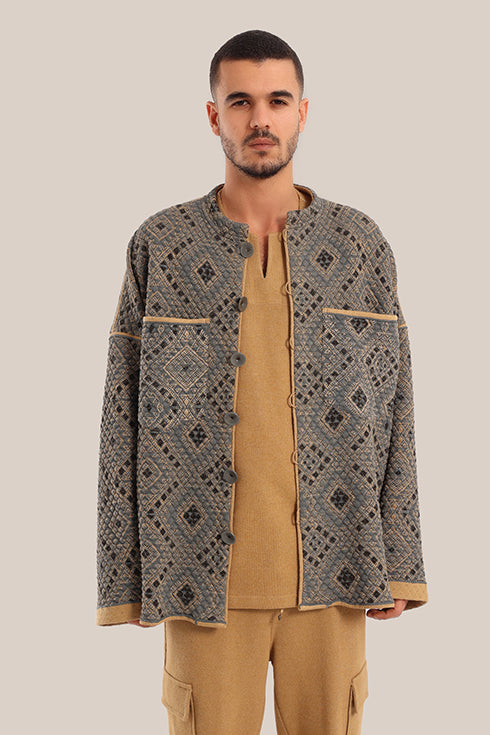 Printed quilted cotton short jacket