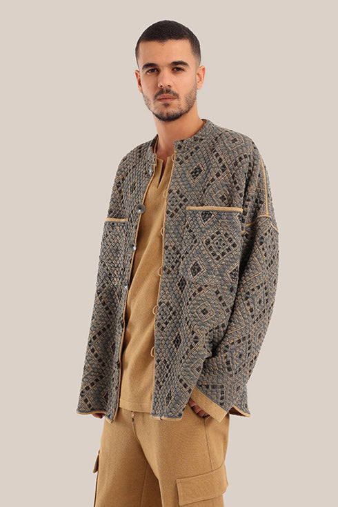 Printed quilted cotton short jacket