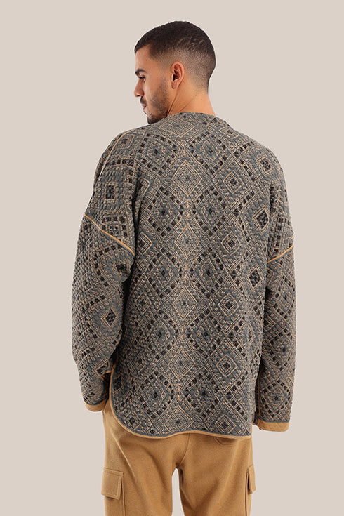 Printed quilted cotton short jacket