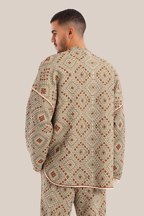 Printed quilted cotton short jacket