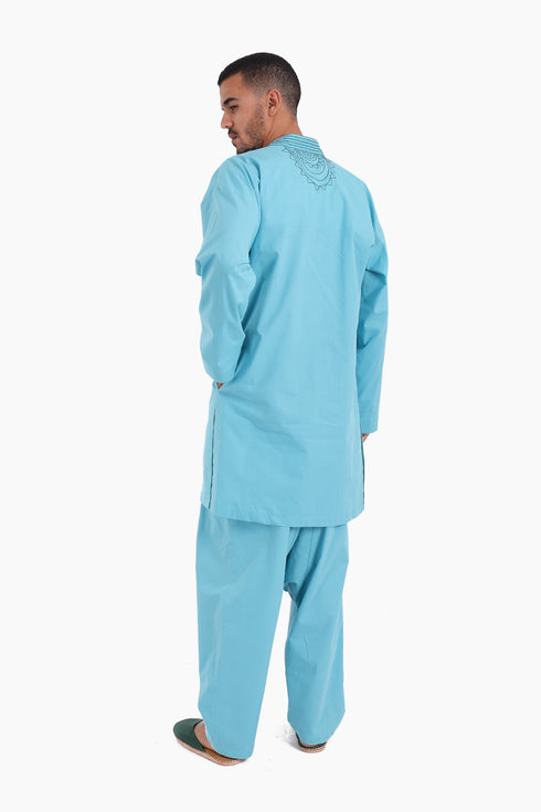 Embroidery long jacket on front and back with pockets