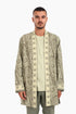 Long jacket in printed cotton with pockets