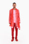 Long jacket in printed cotton with pockets