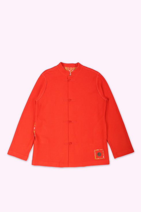 Long jacket in cotton blend cashmere with pockets