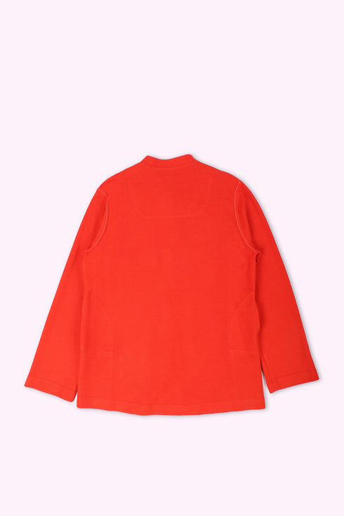 Long jacket in cotton blend cashmere with pockets