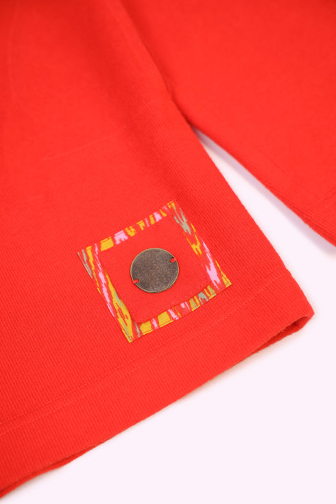 Long jacket in cotton blend cashmere with pockets