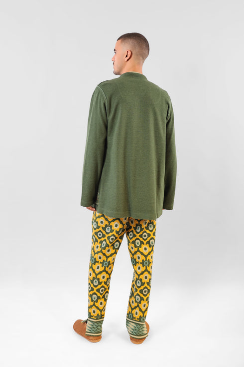 Long jacket in cotton blend cashmere with pockets