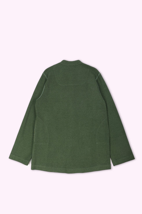 Long jacket in cotton blend cashmere with pockets