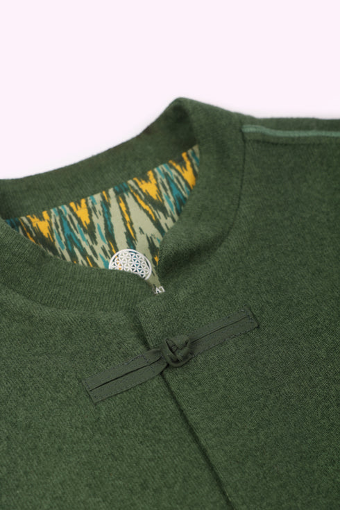 Long jacket in cotton blend cashmere with pockets