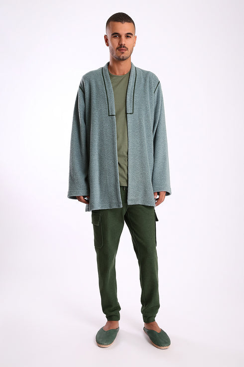 Jacket in faux fur with embroidery on the back