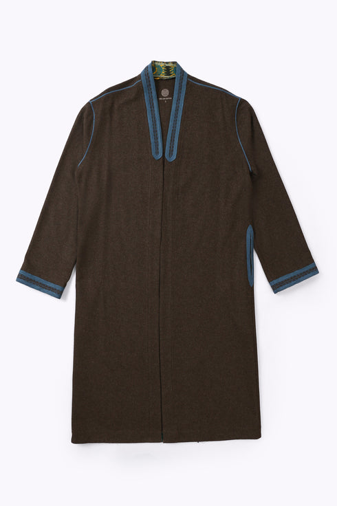 Embroidered coat in wool blend