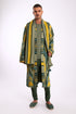 Long coat in cotton blend patterned jacquard