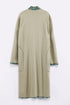 Long coat in printed faux cashmere cotton blend with pockets