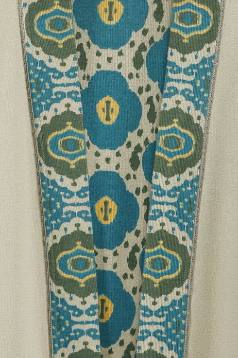 Long coat in printed faux cashmere cotton blend with pockets