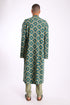 Long coat in printed faux cashmere cotton blend with pockets