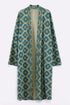 Long coat in printed faux cashmere cotton blend with pockets