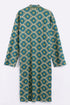 Long coat in printed faux cashmere cotton blend with pockets