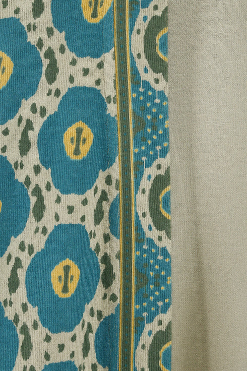 Long coat in printed faux cashmere cotton blend with pockets