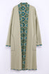 Long coat in printed faux cashmere cotton blend with pockets