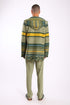 Jacket in striped jacquard cotton blend with hoodie