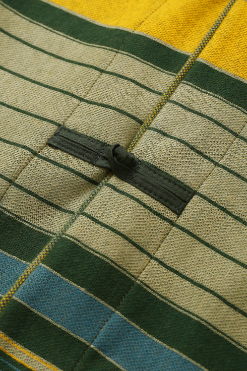 Jacket in striped jacquard cotton blend with hoodie