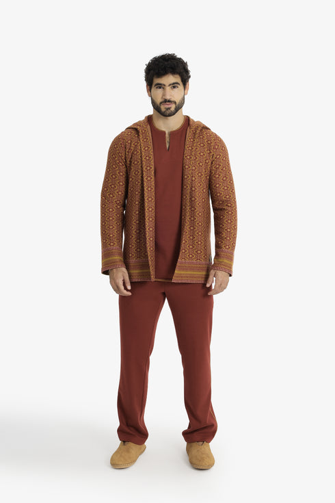 Patterned jacquard hooded jacket