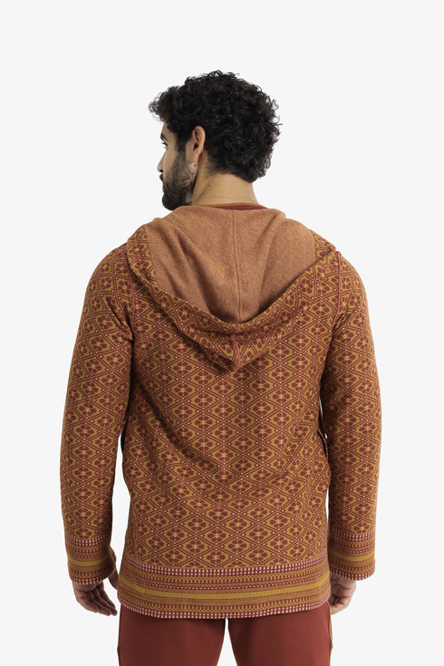 Patterned jacquard hooded jacket