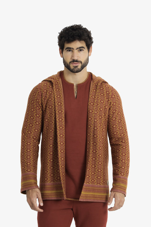 Patterned jacquard hooded jacket