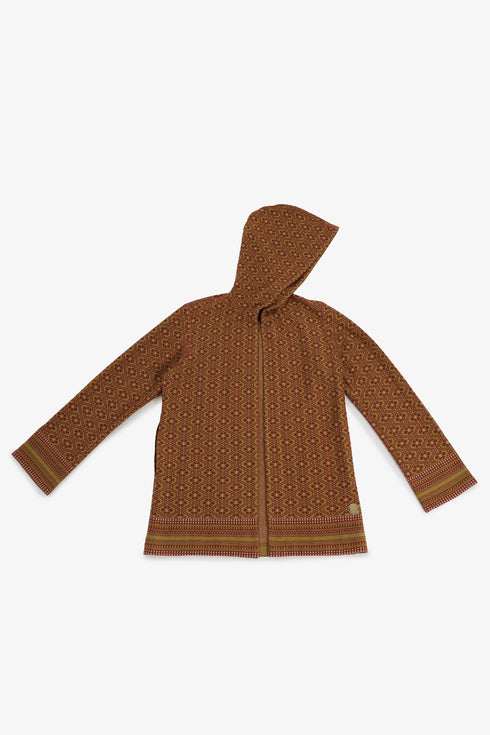 Patterned jacquard hooded jacket