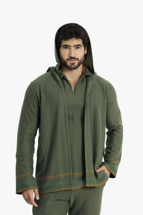 Patterned jacquard hooded jacket