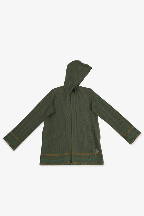 Patterned jacquard hooded jacket