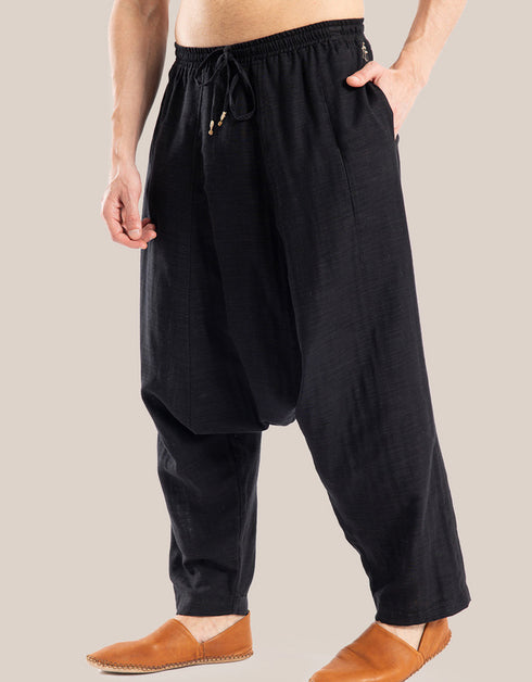 Harem pants with drawstring detail embroidery