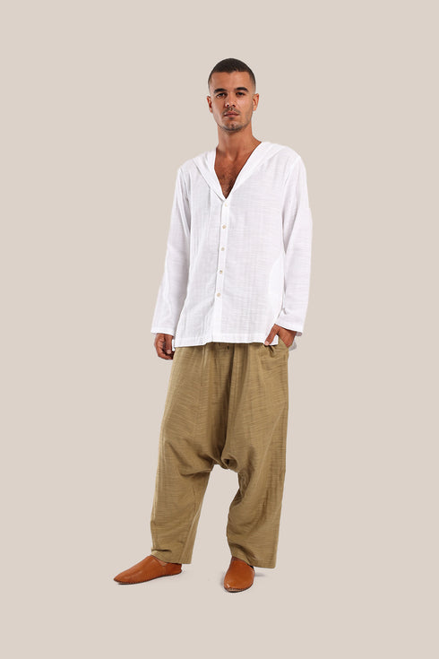 Harem pants with drawstring detail embroidery