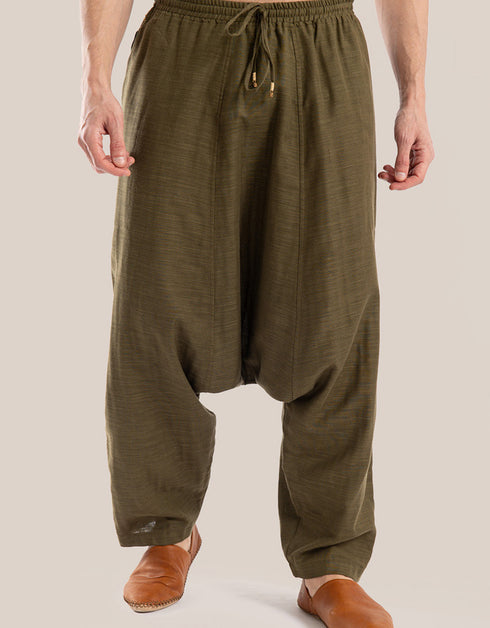 Harem pants with drawstring detail embroidery