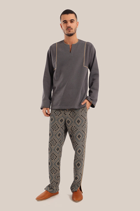 Printed elastic waistband quilted Pants