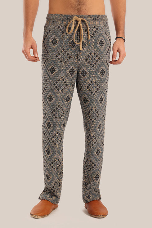 Printed elastic waistband quilted Pants