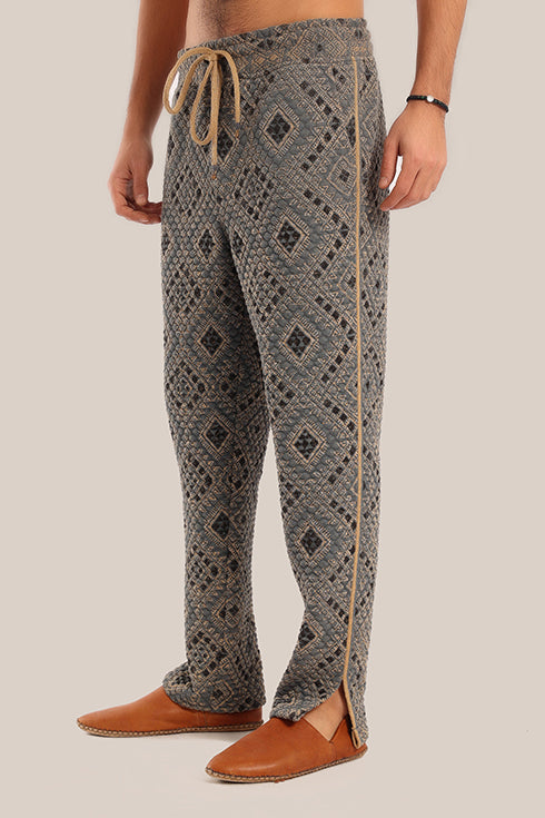 Printed elastic waistband quilted Pants