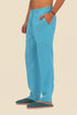 Straight leg linen pants with elastic waistline