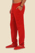 Straight leg cotton pants with elastic waistline and pockets