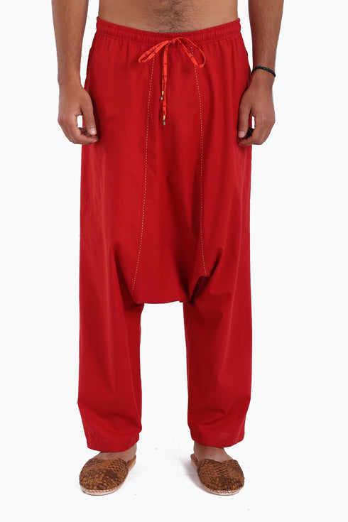 Harem pants in cotton with elastic waist and pockets