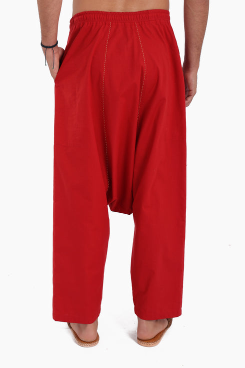 Harem pants in cotton with elastic waist and pockets