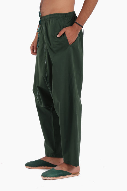 Harem pants in cotton with elastic waist and pockets