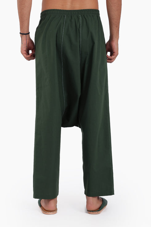 Harem pants in cotton with elastic waist and pockets