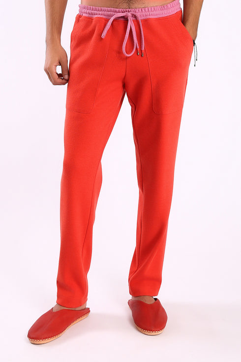 Sweatpants in cotton blend jacquard with front and back pockets